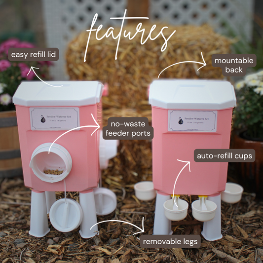 Cottage Pink Chicken Feeder-Waterer Set